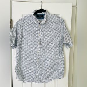 Banana Republic men’s medium white shortsleeved button down with print.